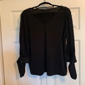 The Limited | Black Tie Sleeve with lace sleeve detail blouse